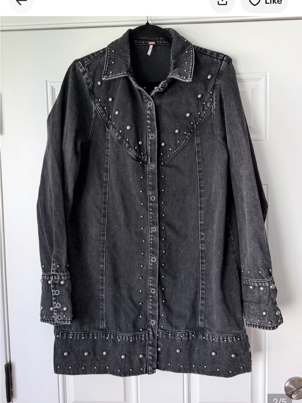 Free People We The Free Bennet Studded Denim Shirt Jacket - Picture 5 of 6